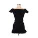 Aqua Casual Dress - Bodycon Open Neckline Short sleeves: Black Print Dresses - Women's Size Medium