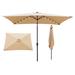 Arlmont & Co. Nicolaie Rectangular Tiltable Market Umbrella Solar LED Lighted Outdoor Umbrellas w/ Crank & Push Button Metal in Brown | Wayfair