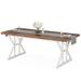 Gracie Oaks Taneja Trestle Dining Table Wood/Metal in White/Black/Brown | 29.52 H x 70.86 W x 31.49 D in | Wayfair F58EF6DA03264603A470EC7B98894DEC