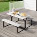 DWVO Picnic Table Heavy Duty Outdoor Picnic Table and Bench with Weather Resistant Resin Tabletop & Stable Steel Frame for Yard Patio Lawn Party Light Gray