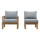 Modern Contemporary Urban Design Outdoor Patio Balcony Garden Furniture Lounge Chair Set Wood Grey Gray Natural