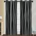Voguele Grommet Blackout Window Drapes Thermal Insulated Room Darkening Curtain Floral Printed Window Treatments for Bedroom Living Room Black Stripe 108*215CM