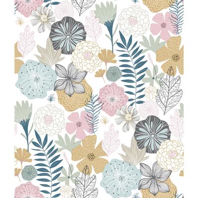 Peel And Stick Wallpaper by RoomMates in Perennial Blooms Pink