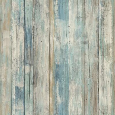 Peel And Stick Wallpaper by RoomMates in Distressed Wood Blue