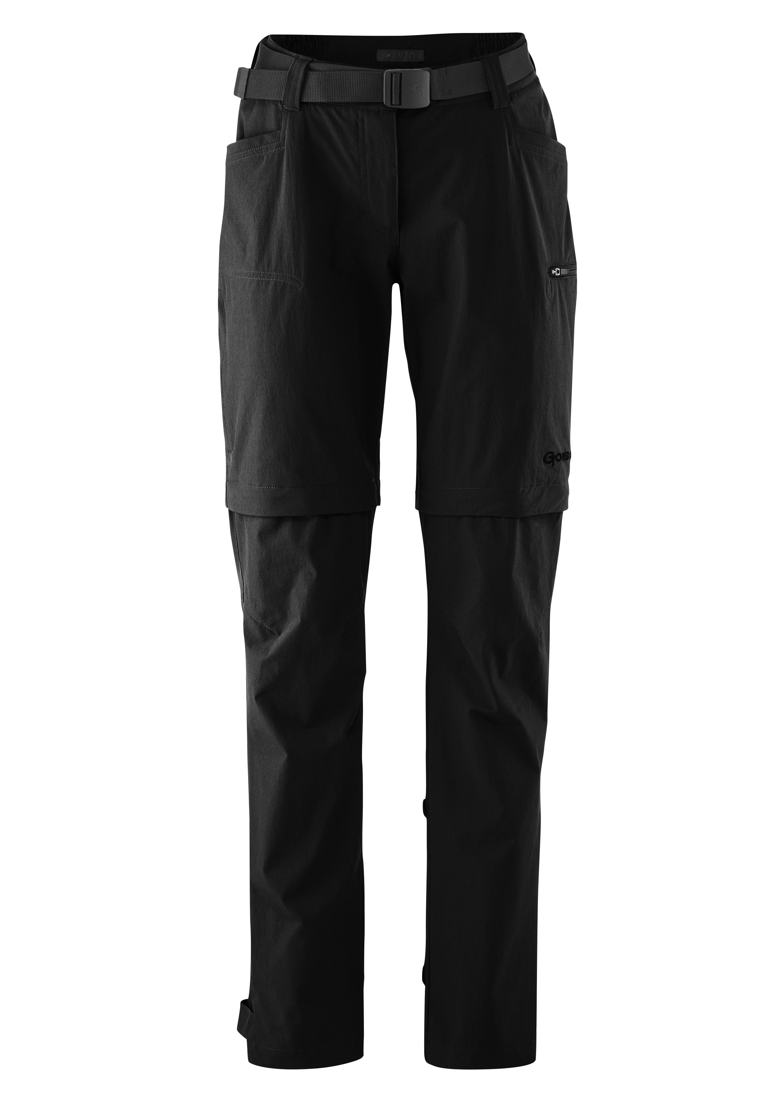 Fahrradhose GONSO "Ruth", Damen, Gr. 20, Kurzgrößen, schwarz, 90% Polyamid, 10% Elastan, Hosen, Damen zipp-off Radhose mit Sitzpolster und Gürtel, wasserabweisend Image