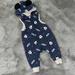 Disney One Pieces | Disney Mickey Mouse Romper Sz 0/3m Hoodie Ears Overalls Pants | Color: Blue/Gray | Size: 0-3mb