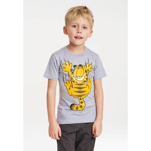 „T-Shirt LOGOSHIRT „“Garfield““ Gr. 116, grau (grau, meliert) Mädchen Shirts T-Shirts mit witzigem Print“