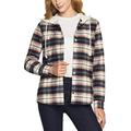 CQR Women's Plaid Flannel Shirt Long Sleeve, All-Cotton Soft Brushed Casual Button Down Shirts, Plaid Flannel Hoodie Mineral pink, L