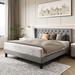 Lark Manor™ Hilbert Low Profile Platform Bed Frame w/ Headboard Wood & /Upholstered/Linen in Gray | 43.3 H x 78.4 W x 81.5 D in | Wayfair