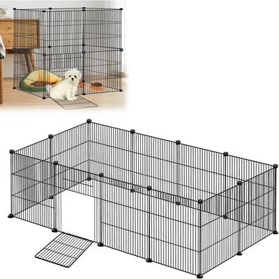 Froadp - 142x72x36cm Freigehege Kaninchen Haustier Laufstall aus Metall 12tlg Gittergehege mit Tür
