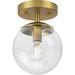 Atwell Collection One-Light Brushed Bronze Mid-Century Modern Semi-Flush Mount