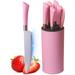 Kitchen Knife Set,7-Pieces Pink Non-stick Chef Knife Set with Storage Block (Pink)