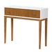 Odile Mid-Century Modern Two-Tone Natural Brown and White Bayur Wood 1-Drawer Console Table