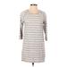 Gap Casual Dress - Shift Crew Neck 3/4 sleeves: Gray Print Dresses - Women's Size X-Small