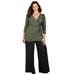 Plus Size Women's Curvy Collection Colorblock Wrap Top by Catherines in Olive Green Texture (Size 3X)