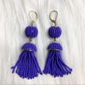 J. Crew Jewelry | Euc J. Crew Royal Blue Beaded Tassel Earrings On Gold Hardware | Color: Blue/Gold | Size: Os