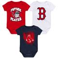 Newborn & Infant Red/Navy/White Boston Red Sox Minor League Player Three-Pack Bodysuit Set