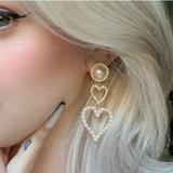 Anthropologie Jewelry | Anthropologie Heart Pearl Earrings | Color: Gold/White | Size: Os