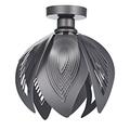 Happy Homewares Modern Designer Semi Flush Dark Pearl Steel Grey Ceiling Light Fitting with Large Laser Cut Out Leaves | 1 x 60w E27 | 33cm x 30cm | Stunning Effect When Light Shines Through