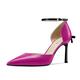 Castamere Women Stiletto High Heel Pointed Toe Pumps Court Shoe Ankle Strap Two-Piece Bow-Knot Dress 8.5 CM Heels Magenta Peach Red 6.5 UK