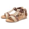 Sandale LASCANA "Sommerschuh, Sandalette", Damen, Gr. 40, beige (beige, braun), Obermaterial: 50% Lederimitat, 50% Textilmaterial. Futter: 100% Lederimitat. Decksohle: 100% Lederimitat. Laufsohle: 100% Synthetik, bedruckt, modisch, Schuhe, mit...