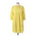 Who What Wear Casual Dress - Shift Crew Neck 3/4 sleeves: Yellow Dresses - Women's Size X-Small