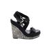 DMSX by Donald J Pliner Wedges: Black Shoes - Women's Size 7 1/2 - Closed Toe