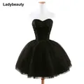 Ladybeauty – robe de bal courte et élégante pour femme tenue de bal noire à lacets avec perles à