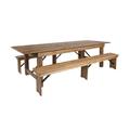 Flash Furniture XA-FARM-6-GG Rectangular Folding Farm Table & 108"W x 40"D x 30"H, Plank Top, Solid Pine Base