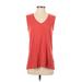 Sonoma Goods for Life Sleeveless T-Shirt: Orange Print Tops - Women's Size Small