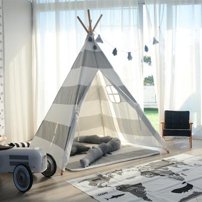 Asher Cotton Canvas Kids Grey Stripe Teepee Tent