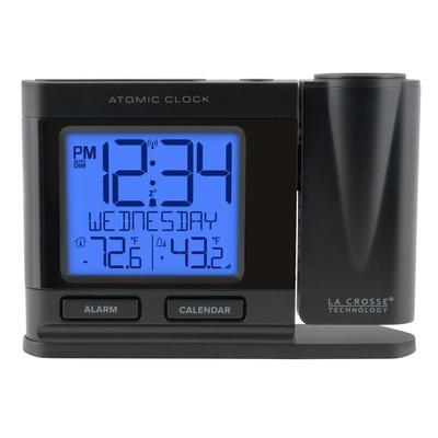 La Crosse Black Atomic Projection Alarm Clock with Temp, 616-41667