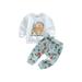 Gwiyeopda Toddler Baby Boy Kids Letter Cotton Sweatshirts Tops Jogger Pants Tracksuit 0-3 Years