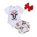 KI-8jcuD 6-9 Month Pants Baby Boys Girls Cute Outfit Cow Prints Short Sleeves Romper Shorts Hairband 3Pcs Set Outfits Baby Twin Girl Clothes Clothes For Twin Baby Girls Baby Girl Thanksgiving Outfit