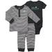 Carter s Baby Boys 3 Pc Set - Grey Striped Speedster - 3 Months