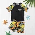 Kids Baby Boys Rash Guard Swimsuit Set - 2 Piece Bathing Suit Trunks and Rash Guard Shirt