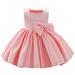 Toddler Girls Ruffle Dress Sleeveless Cute Bowknot Birthday Party Gown Long Dresses Net Yarn Embroidery Rhinestone Sundress