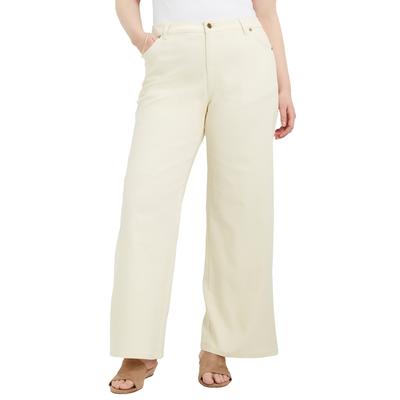 Plus Size Women's June Fit Wide-Leg Jeans by June+Vie in Ivory (Size 20 W)