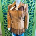 Levi's Jackets & Coats | Levi's Authentic Western Wear 1940s Suede Leather Fringe & Cow Hide Jacket Wow | Color: Tan | Size: Xs