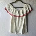 J. Crew Tops | J. Crew L White With Red Embroidered Trim Sleeveless, Off Shoulder Top | Color: Red/White | Size: L