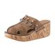 Women's Closed Toe Platform Cork Wedges High Mid Heel Backless Slip On Slides Mules Shoes,CLEARANCE Khaki 5.5