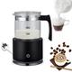 8.5Oz Fully Transparent Milk Frother Hot & Cold Milk Foam Maker, 4-in-1 Electric Milk Steamer Milk Warmer with Glass Cup for Latte/Cappuccino, Dishwasher Safe and 90S Auto Off