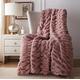 Fouriding Faux Fur Fleece Throw Blanket,Winter Soft Warm Bubble Faux Fur Fleece Blanket for Bed Sofa Casual Blanket Bedspread Blanket (Bean Paste, 100×150CM)