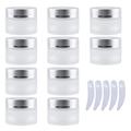 LusDoly 10 Pcs Empty 50ml / 50g Frosted Transparent Glass Jars with plastic silver lids, Refillable Cosmetic Containers Travel Jars for Body Butter,Scrubs,Face Cream Lotion and more
