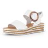 Keilsandalette GABOR, Damen, Gr. 35, weiß (sanftes weiß), Glattleder, unifarben, klassisch, Schuhe, Sommerschuh, Riemchensandale, Klettverschluss unter der Zierschnalle