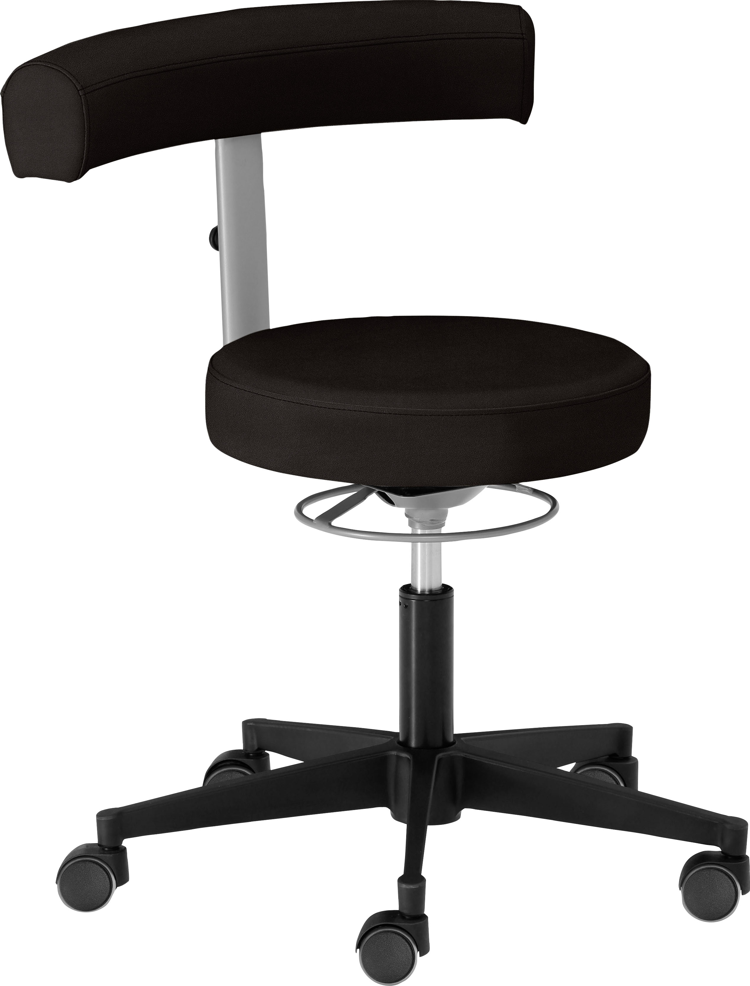 Drehstuhl MAYER SITZMÖBEL "1371", schwarz (schwarz, schwarz), B:62cm H:69cm T:62cm, Stühle, Bürodrehstuhl, belastbar bis 140 kg