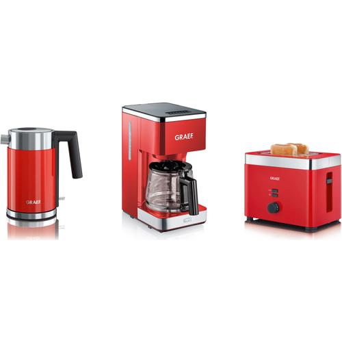 "GRAEF Frühstücks-Set ""Young Line FSET403"" Frühstücks-Sets 3-teilig in rot rot Frühstücksset Eierbecher Frühstücks-Sets"