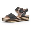 Keilsandalette GABOR, Damen, Gr. 38, schwarz, Glattleder, unifarben, klassisch, Schuhe, Sommerschuh, Riemchensandale, Klettverschluss unter der Zierschnalle, Topseller