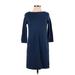 J.Jill Casual Dress - Shift Crew Neck 3/4 sleeves: Blue Print Dresses - Women's Size X-Small Petite