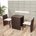 Red Barrel Studio® Patio Bistro Set Outdoor Furniture Set Table & Chairs Poly Rattan Wicker/Rattan in Brown | 23.6 W x 18.9 D in | Wayfair